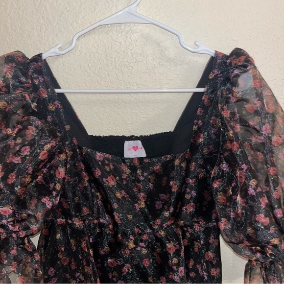 Buddy Love Puffy Sleeve Mini Floral Dress Size X-Small - Picture 8 of 8